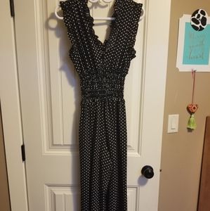 V-neck polka dotted romper